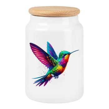 Kolibri - Keksdose mit Holzdeckel - Weiß - Vorne
