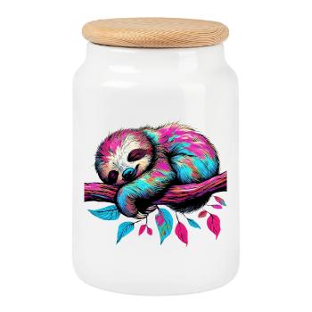 Sloth - Cookie Jar with Wooden Lid - white - Front