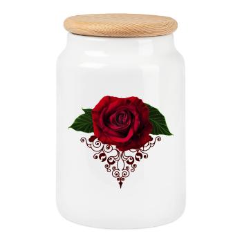 Drama der Liebe, die Rose der Erinnerung. - Keksdose mit Holzdeckel - Weiß - Vorne
