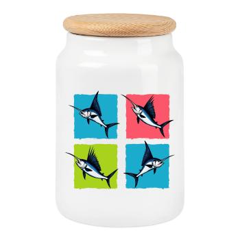 Espadon - Boîte à biscuits avec couvercle en bois - blanc - Devant