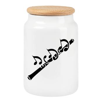 Musique de flûte - Boîte à biscuits avec couvercle en bois - blanc - Devant