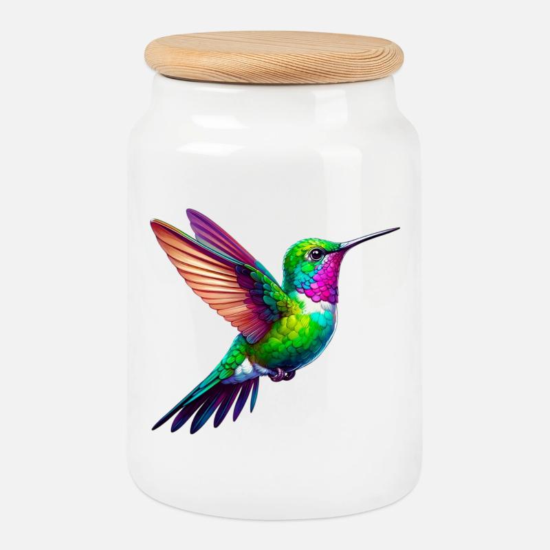 Kolibri - Keksdose mit Holzdeckel - Weiß