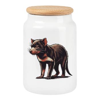 Tasmanian devil - Cookie Jar with Wooden Lid - white - Front