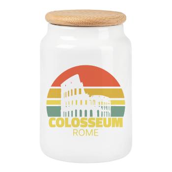 Colosseum Rome Retro Silhouette - Cookie Jar with Wooden Lid - white - Front