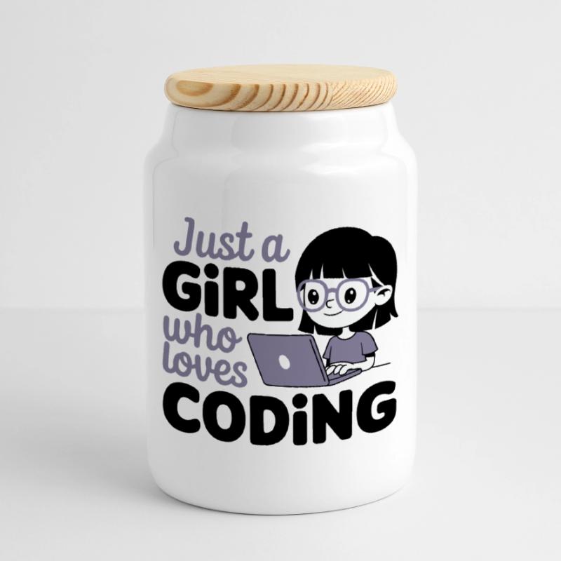 Juste une fille qui aime coder Boîte à biscuits avec couvercle en bois