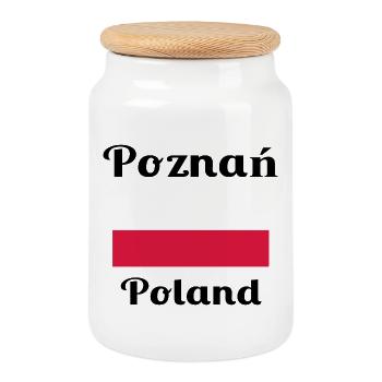 Poznan, Polen - Stilvolle Drucke - Keksdose mit Holzdeckel - Weiß - Vorne