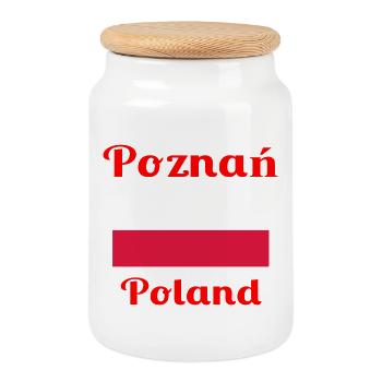 Poznan, Pologne - Imprimés élégants - Boîte à biscuits avec couvercle en bois - blanc - Devant