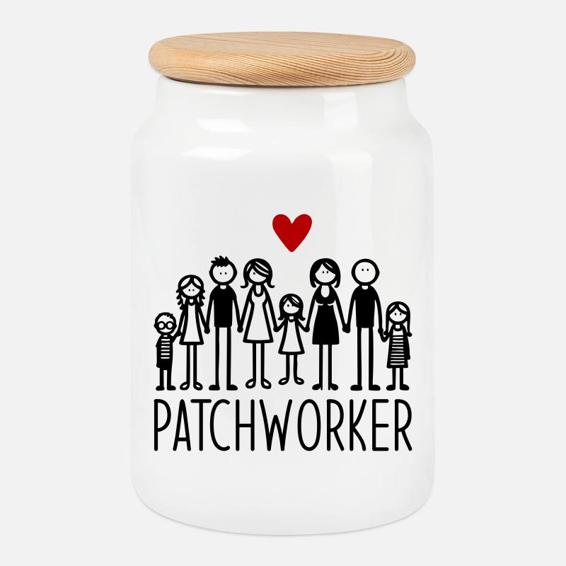 Patchworker - Keksdose mit Holzdeckel - Weiß