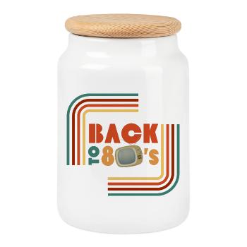 Rückblick 80er Retro TV - Keksdose mit Holzdeckel - Weiß - Vorne