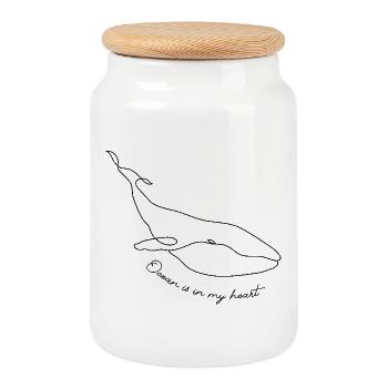 L’océan est dans mon cœur - Boîte à biscuits avec couvercle en bois - blanc - Devant