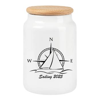 Voile 2025 Noir - Boîte à biscuits avec couvercle en bois - blanc - Devant