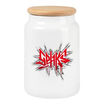 Explosion rouge de Sehks - Boîte à biscuits avec couvercle en bois - blanc - Devant