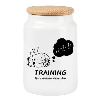 Entraînement pour les siestes - Boîte à biscuits avec couvercle en bois - blanc - Devant