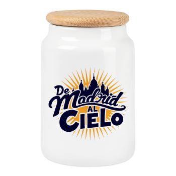 Von Madrid bis zur himmlischen Skyline - Keksdose mit Holzdeckel - Weiß - Vorne
