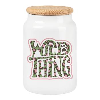 Wild Thing – Camo Print Lettering - Cookie Jar with Wooden Lid - white - Front