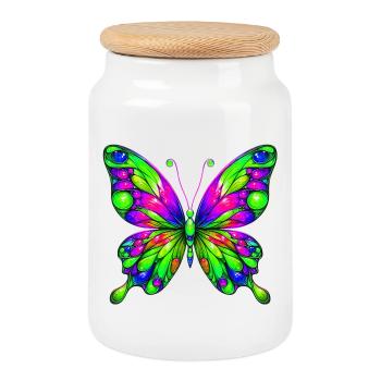 Schmetterling - Keksdose mit Holzdeckel - Weiß - Vorne