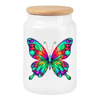Schmetterling - Keksdose mit Holzdeckel - Weiß - Vorne