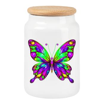 Schmetterling - Keksdose mit Holzdeckel - Weiß - Vorne