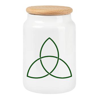 Celtic knot (Triquetra) - Cookie Jar with Wooden Lid - white - Front