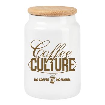 Coffee Culture – No Coffee, No Work - Keksdose mit Holzdeckel - Weiß - Vorne