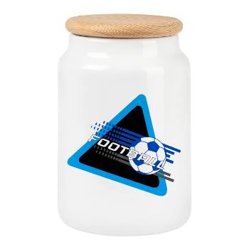 Football - Cookie Jar with Wooden Lid - white - Front