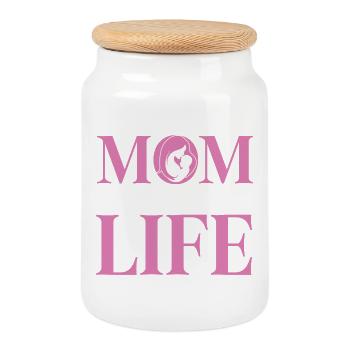 Mom Life is the Best Life - Cookie Jar with Wooden Lid - white - Front