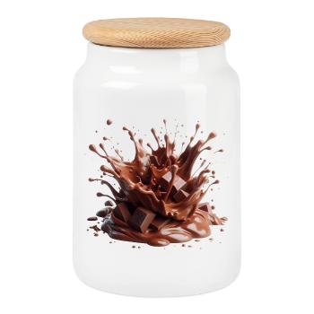 Chocolate eruption - Cookie Jar with Wooden Lid - white - Front