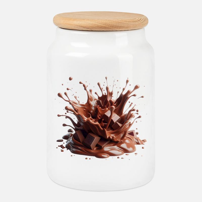 Chocolate eruption - Cookie Jar with Wooden Lid - white