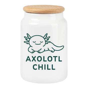 Chemise Axolotl – Axolotl chill. Minimal Design - Boîte à biscuits avec couvercle en bois - blanc - Devant