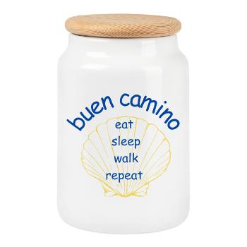 Eat Sleep walk repeat - Keksdose mit Holzdeckel - Weiß - Vorne