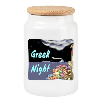 Greek Night - Keksdose mit Holzdeckel - Weiß - Vorne