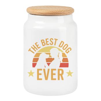 Meilleur chien de tous les temps Coucher de soleil - Boîte à biscuits avec couvercle en bois - blanc - Devant