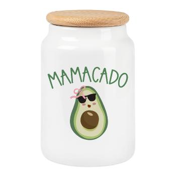 Mamacado Avocado Stil - Keksdose mit Holzdeckel - Weiß - Vorne