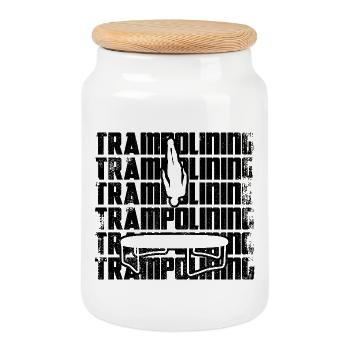 Trampoline operator - Cookie Jar with Wooden Lid - white - Front