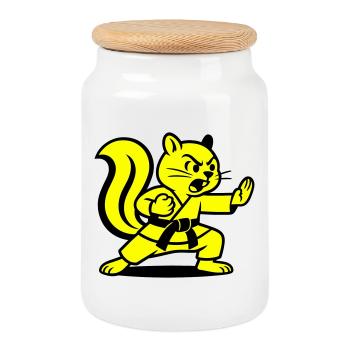 Karate Eichhörnchen! - Keksdose mit Holzdeckel - Weiß - Vorne