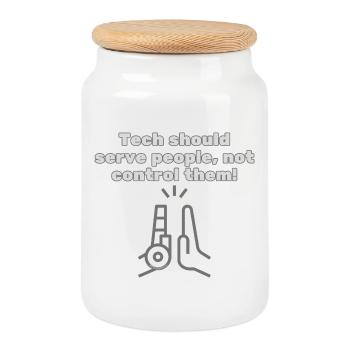 Tech should serve people - #EthicalTech Statement - Cookie Jar with Wooden Lid - white - Front