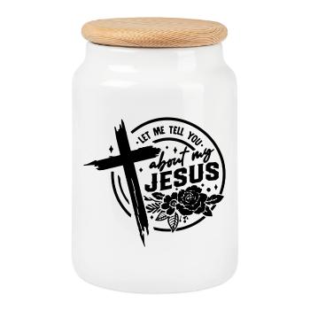 Let Me Tell You About My Jesus Cross - Cookie Jar with Wooden Lid - white - Front