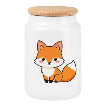 Fuchs - Keksdose mit Holzdeckel - Weiß - Vorne