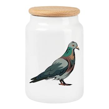 Colombe en couleur comme illustration pour les amateurs d’oiseaux - Boîte à biscuits avec couvercle en bois - blanc - Devant