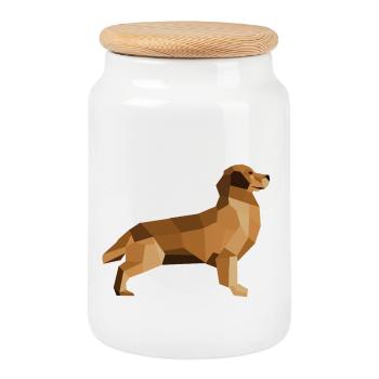 Golden Retriever Low Poly – treu und modern - Keksdose mit Holzdeckel - Weiß - Vorne
