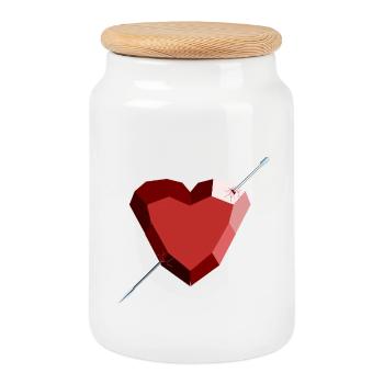 Wounded Ruby Heart – Love, Beauty, and Breakup - Cookie Jar with Wooden Lid - white - Front