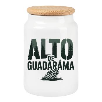 Alto de Guadarama Cycling Climb Art - Cookie Jar with Wooden Lid - white - Front