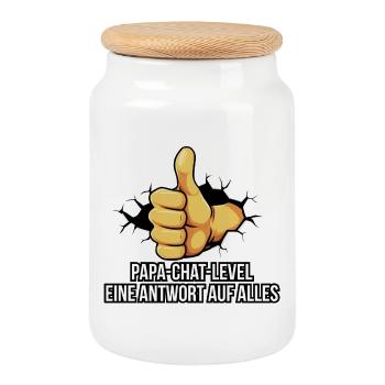 Dad thumbs up with lettering - Cookie Jar with Wooden Lid - white - Front