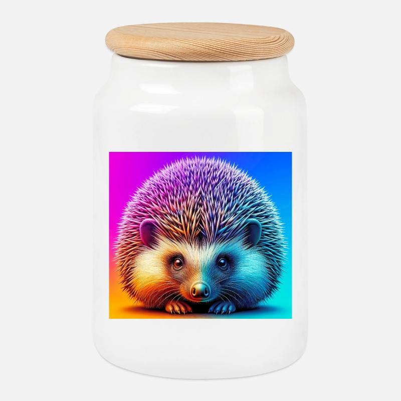 Igel - Keksdose mit Holzdeckel - Weiß