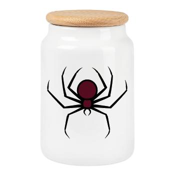 Araignée gothique Halloween effrayante - Boîte à biscuits avec couvercle en bois - blanc - Devant