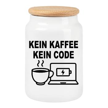 Kein Kaffee Kein Code – Funny Programmer Design - Keksdose mit Holzdeckel - Weiß - Vorne