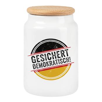 Assured Democratic - Cookie Jar with Wooden Lid - white - Front