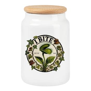 Illustration des veganen Pflanzenwachstums - Keksdose mit Holzdeckel - Weiß - Vorne