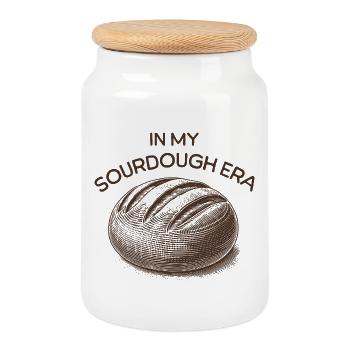 À l’époque du levain, amateur de pain fait maison - Boîte à biscuits avec couvercle en bois - blanc - Devant