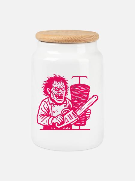 Horror Döner pink - Keksdose mit Holzdeckel - Weiß
